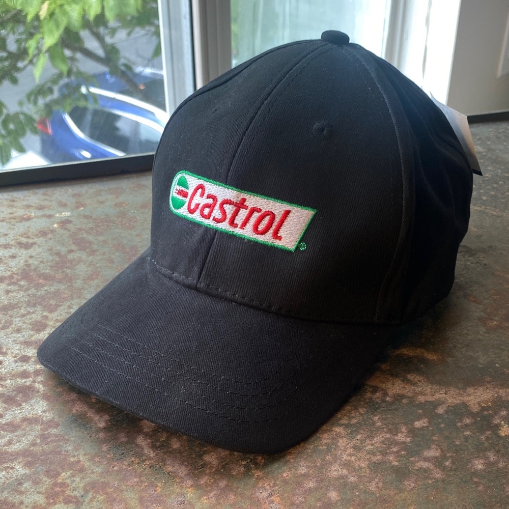 Castrol Black Cap with Embroidered Logo and Adjustable Strap Back NWT